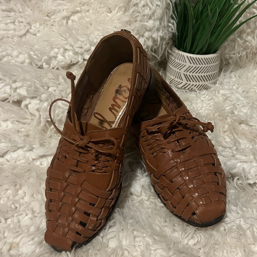 Sam Edelman Rishel Woven Leather Lace Up Oxfords size 6 flaw